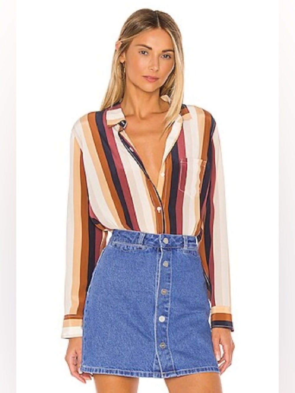 Rails KATE VALENCIA - Button-Up Striped Blouse